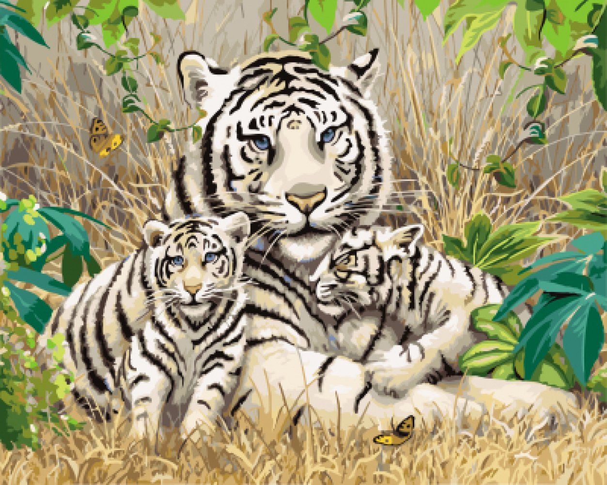 Алмазная мозаика семья тигров